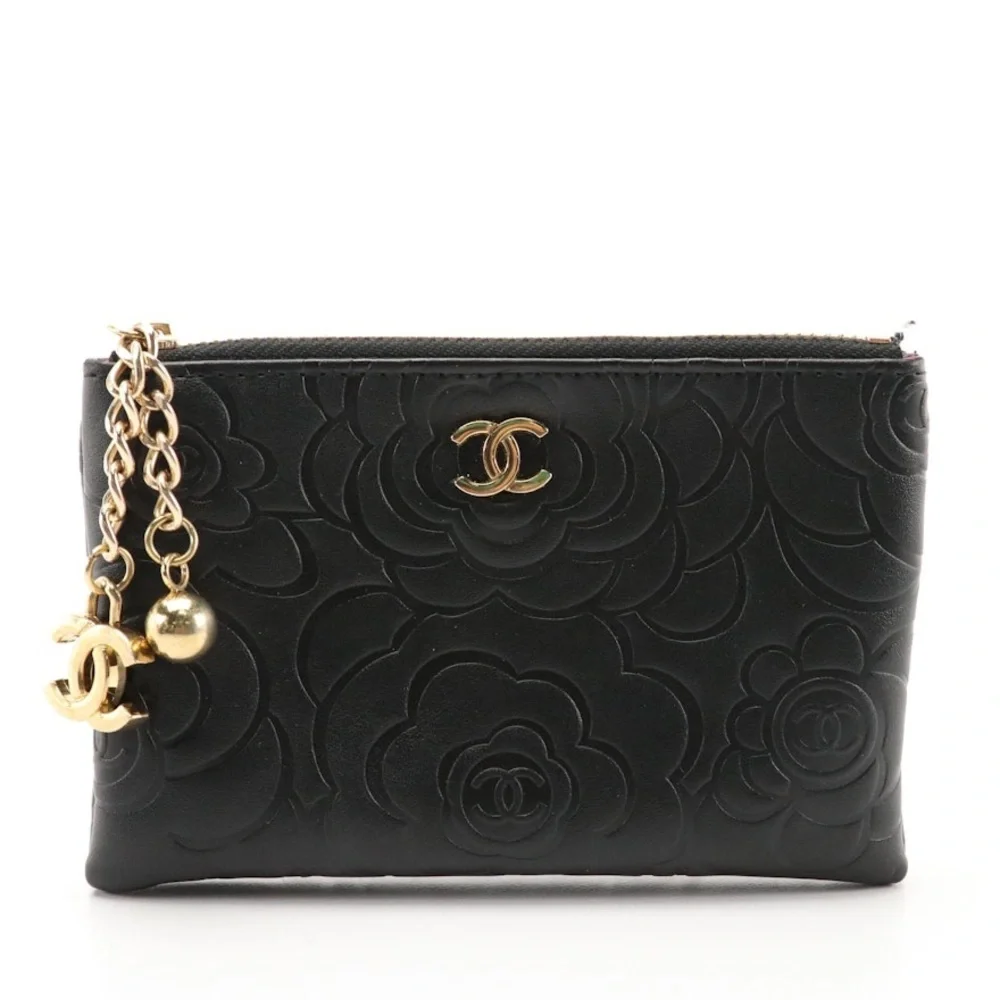 Chanel Makeup Bag purse chain CC black charm zippy pouch clutch wallet - Picture 2 of 8